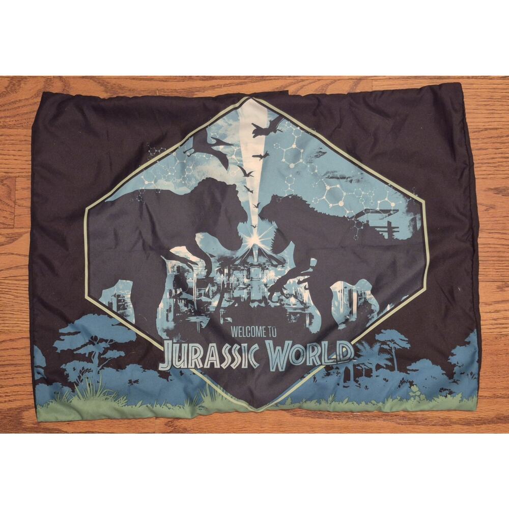 Black Green Jurassic World Dinosaurs Pillow Sham Polyester 26x19"